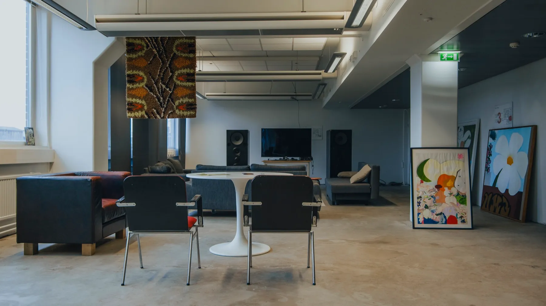 A co-working lounge area at ODDspace